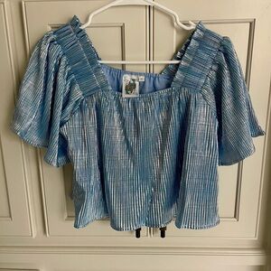 QUEEN OF SPARKLES Shiny Blue Blouse